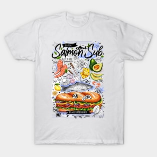 Big yummy seafood sandwich, salmon, avocado, lemon, cheese T-Shirt